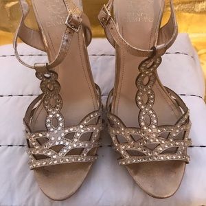 Vince Camuto Gold Heels with Gems.